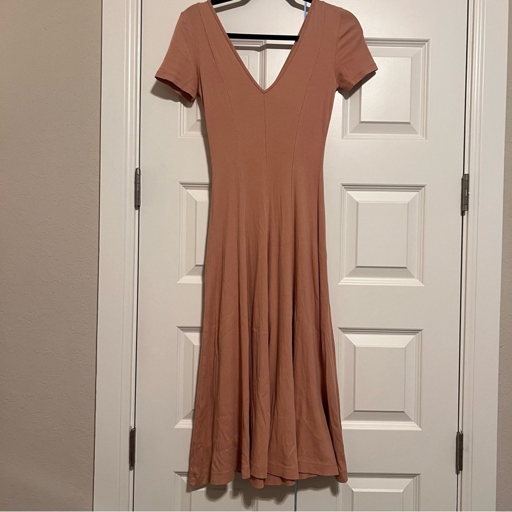 Zara Tan Ribbed Midi Dress - Picture 7 of 8